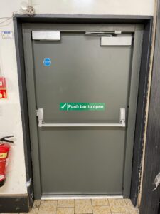 Secure Steel Door Fire Escape with Push Bar to Open sticker